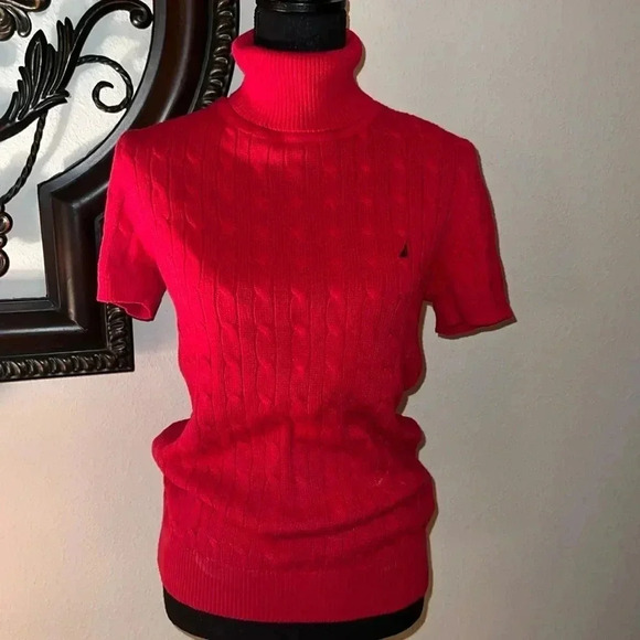 Nautica Sweaters - Nautica Women’s Cable Knit 100% Cotton Shirt Sleeve Turtleneck Sweater Medium